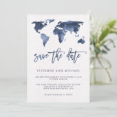 Blaue Aquarellmappe | Hochzeitsstichtag speichern Save The Date (Stehend Vorderseite)