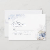 Blaue Aquarellmauer & Muscheln Hochzeit am Strand RSVP Karte (Vorderseite)