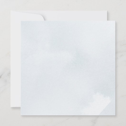 Blaue Aquarellmauer & Muscheln Hochzeit am Strand Save The Date (Rückseite)