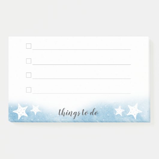 Blaue Aquarellmönche zum Auflisten Post-it Klebezettel (Vorderseite)