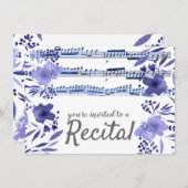 Blaue Aquarellmusik Blume Einladung (Vorne/Hinten)