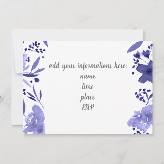 Blaue Aquarellmusik Blume Einladung (Rückseite)