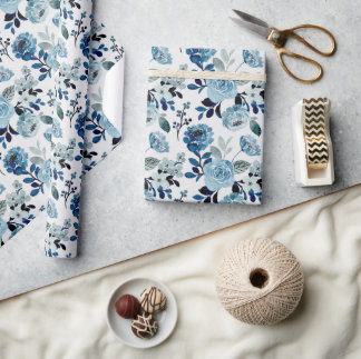 Blaue Aquarellmuster Geschenkpapier