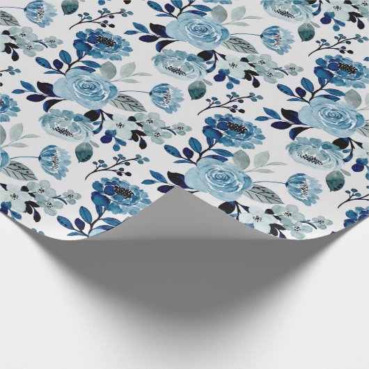 Blaue Aquarellmuster Geschenkpapier (Ecke)