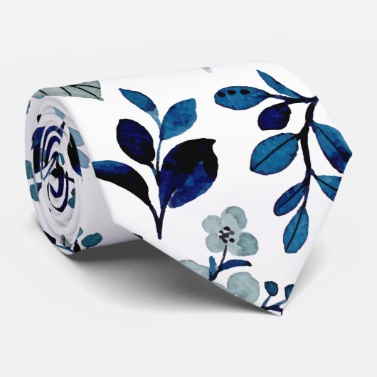 Blaue Aquarellmuster Krawatte (Gerollt)