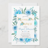Blaue Aquarellmütter Blume Muttertagsbrunch Einladung (Vorderseite)