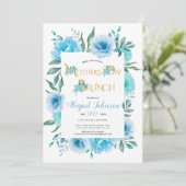 Blaue Aquarellmütter Blume Muttertagsbrunch Einladung (Stehend Vorderseite)