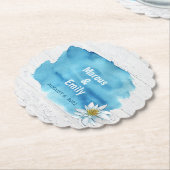 Blaue Aquarellpflanze auf weißem Holz Untersetzer (angewinkelt)