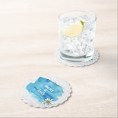 Blaue Aquarellpflanze auf weißem Holz Untersetzer (Vor Ort)