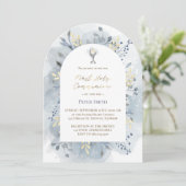 Blaue Aquarellpflanze Erste Heilige Kommune Einladung (Stehend Vorderseite)