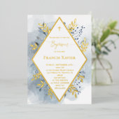 Blaue Aquarellpflanze Taufen Foil Einladung (Stehend vorne)