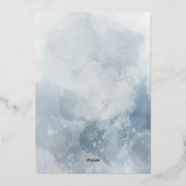 Blaue Aquarellpflanze Taufen Foil Einladung (Rückseite)