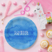 Blaue Aquarellplatte Pappteller (Party)