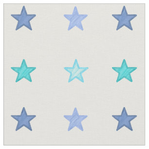 Blaue Aquarellsterne Stoff