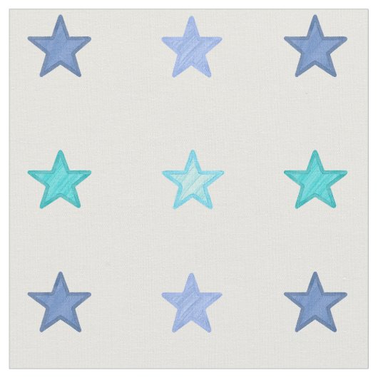 Blaue Aquarellsterne Stoff (Nahaufnahme)
