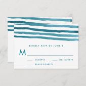 Blaue Aquarellstreifen für die Hochzeit der RSVP-K RSVP Karte (Vorne/Hinten)