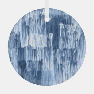 Blaue Aquarellstreifen: Geometrisches Muster Ornament Aus Glas