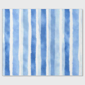 Blaue Aquarellstreifen Geschenkpapier (Flach)