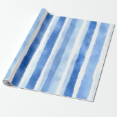 Blaue Aquarellstreifen Geschenkpapier (Ungerollt)