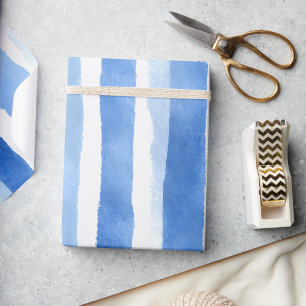 Blaue Aquarellstreifen Geschenkpapier