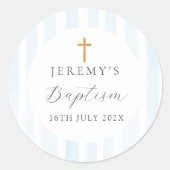 Blaue Aquarellstreifen - Taufe Runder Aufkleber (Vorderseite)