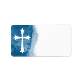 Blaue Aquarelltaufe, Kommunion oder Bestätigung Adressaufkleber (Vorne)