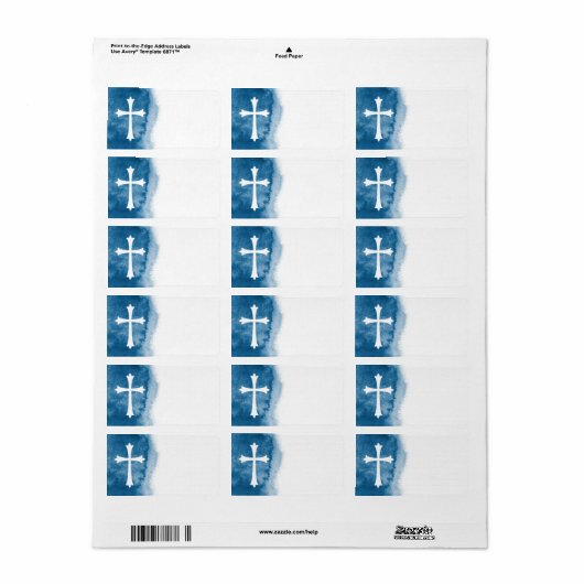 Blaue Aquarelltaufe, Kommunion oder Bestätigung Adressaufkleber (Vorne)