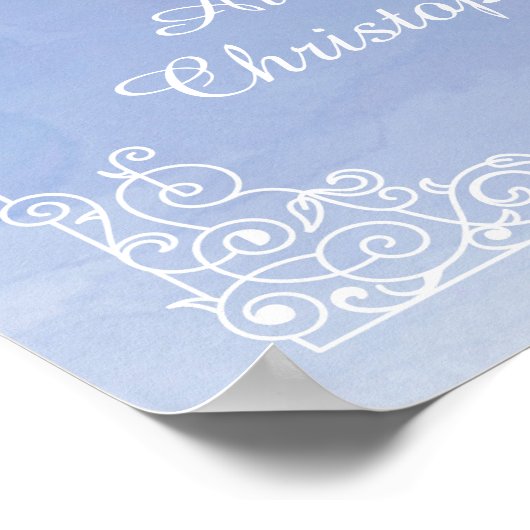 Blaue Aquarelltaufe oder Begrüßungszeichen Poster (Ecke)