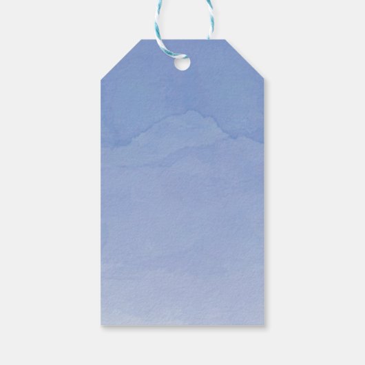 Blaue Aquarelltaufe oder Kommunion-Geschenkmarke Geschenkanhänger (Rückseite)