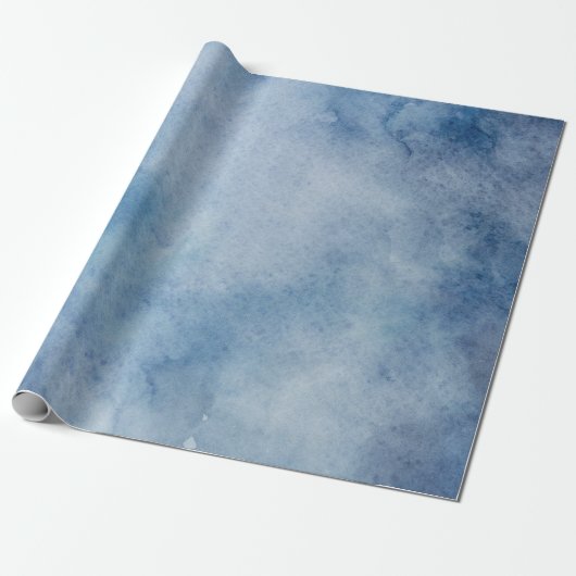Blaue Aquarelltextur Geschenkpapier (Ungerollt)