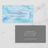 Blaue Aquarelltextur gestrichen Visitenkarte (Vorne/Hinten)