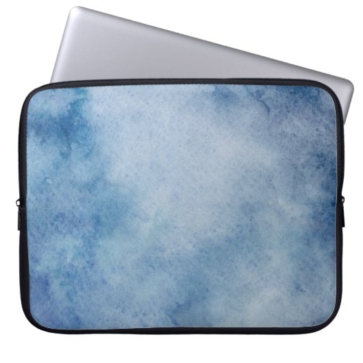Blaue Aquarelltextur Laptopschutzhülle (Vorderseite)