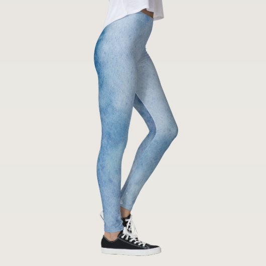 Blaue Aquarelltextur Leggings (Rechts)