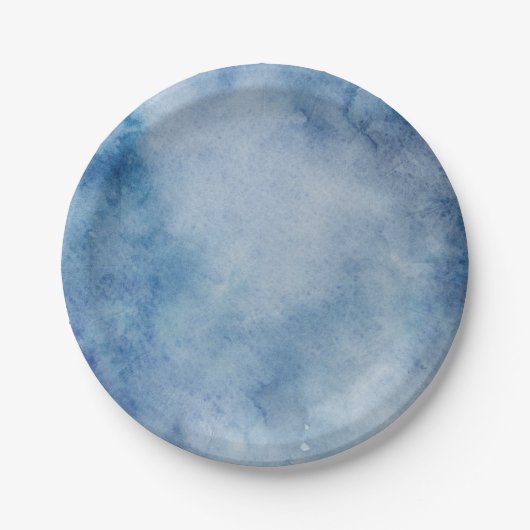 Blaue Aquarelltextur Pappteller (Vorderseite)