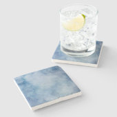 Blaue Aquarelltextur Steinuntersetzer (Seitenansicht)