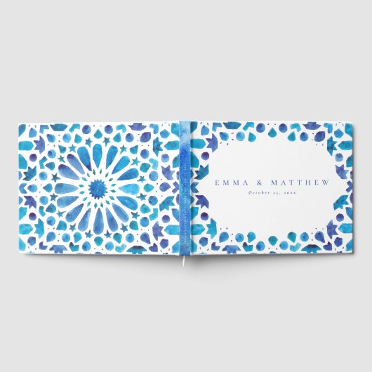 Blaue Aquarelltöne Gästebuch (Voll)