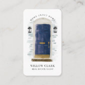 Blaue Aquarelltür Echtes Anwesen Agent Visitenkarte (Vorderseite)