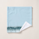 Blaue Aquarellwald Bäume Badetuch Set (Waschlappen)