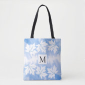 Blaue Aquarellwaschmittel Blätter und Monogramm Tasche (Vorderseite)