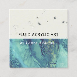BLAUE AQUE AQUAMARIN FLUID ACRYLIC RESIN ART ARTIS QUADRATISCHE VISITENKARTE