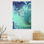 Blaue Arabeske-Tryptiche Poster (Küche)