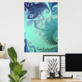 Blaue Arabeske-Tryptiche Poster (Heimbüro)