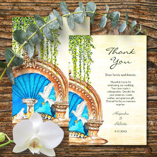 Blaue Arch-Barock-Mexikanische Hochzeit Dankeskarte