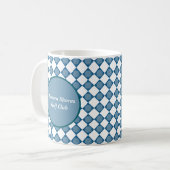 Blaue Argyle-Golf-Muster-Landclub-Kaffeetasse Kaffeetasse (Vorderseite Links)