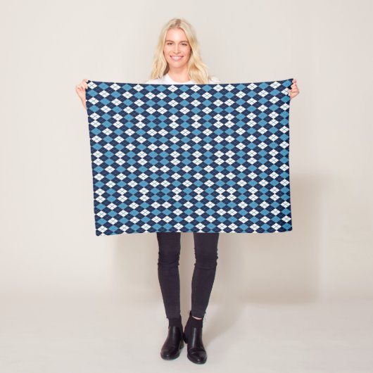Blaue Argyle-Muster-Sherpa Fleecedecke (Beispiel)