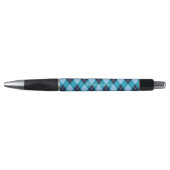 Blaue Argyle-Schwarze Custom Name Kugelschreiber (Vorderseite)