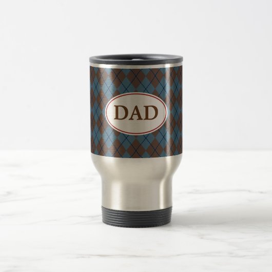 Blaue Argyle-Vater-Tasse Reisebecher (Mittel)