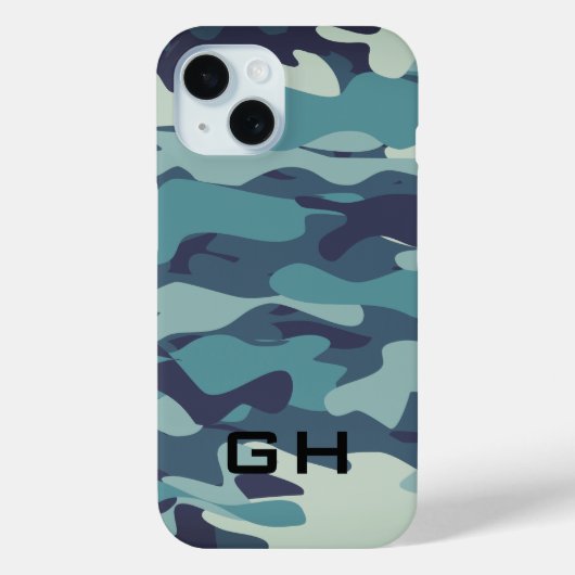 Blaue Armee Camouflage kundenspezifische Monogramm Case-Mate iPhone Hülle (Rückseite)
