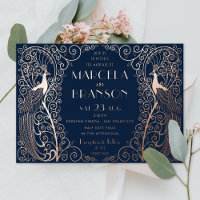 Blaue Art Deco-Deco-Friedenstruppen Hochzeiten Ros