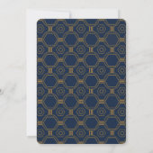 Blaue Art Deco Hochzeit Save The Date (Rückseite)